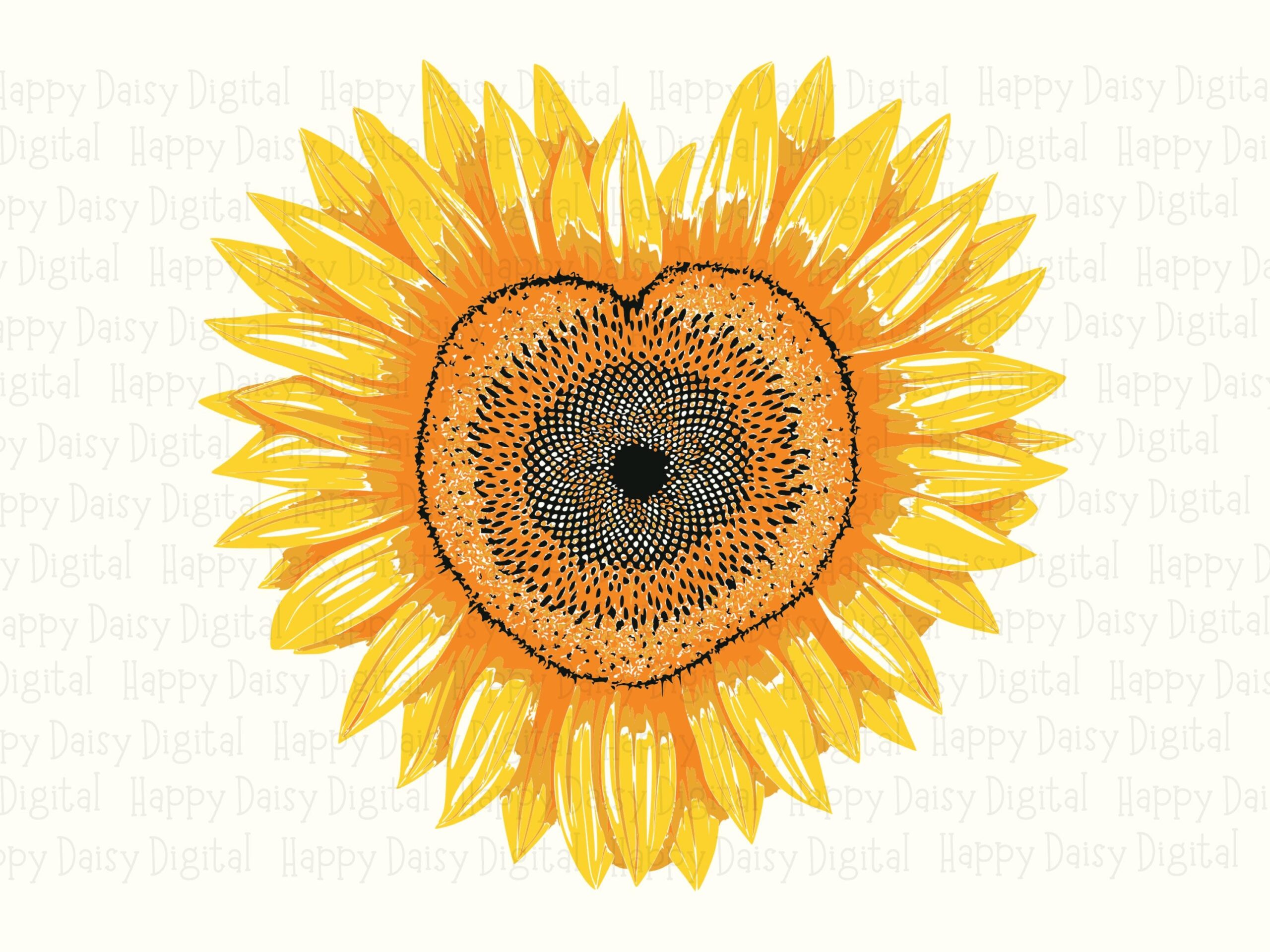 Realistic Sunflower Heart PNG SVG | Sublimation Commercial Use POD - Image 2