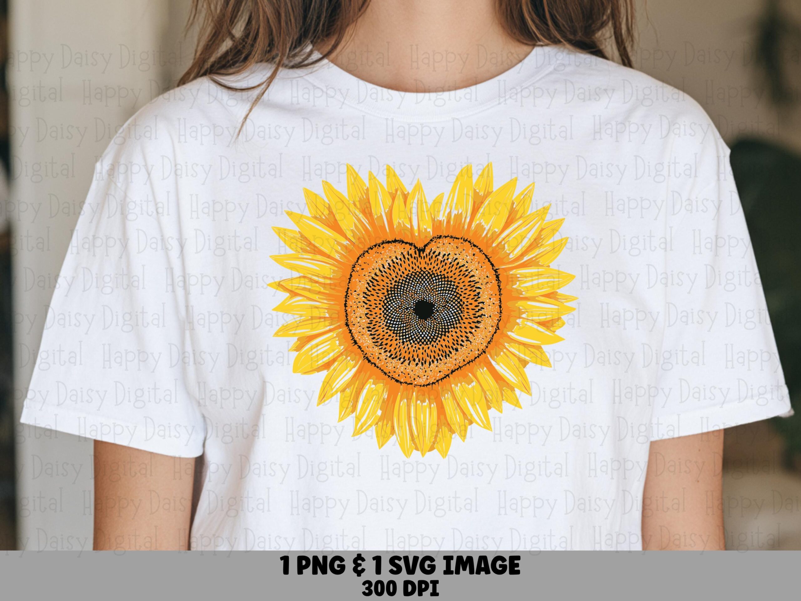 Realistic Sunflower Heart PNG SVG | Sublimation Commercial Use POD
