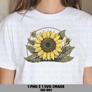 Vintage Sunflower Badge PNG SVG | Sublimation Commercial Use POD
