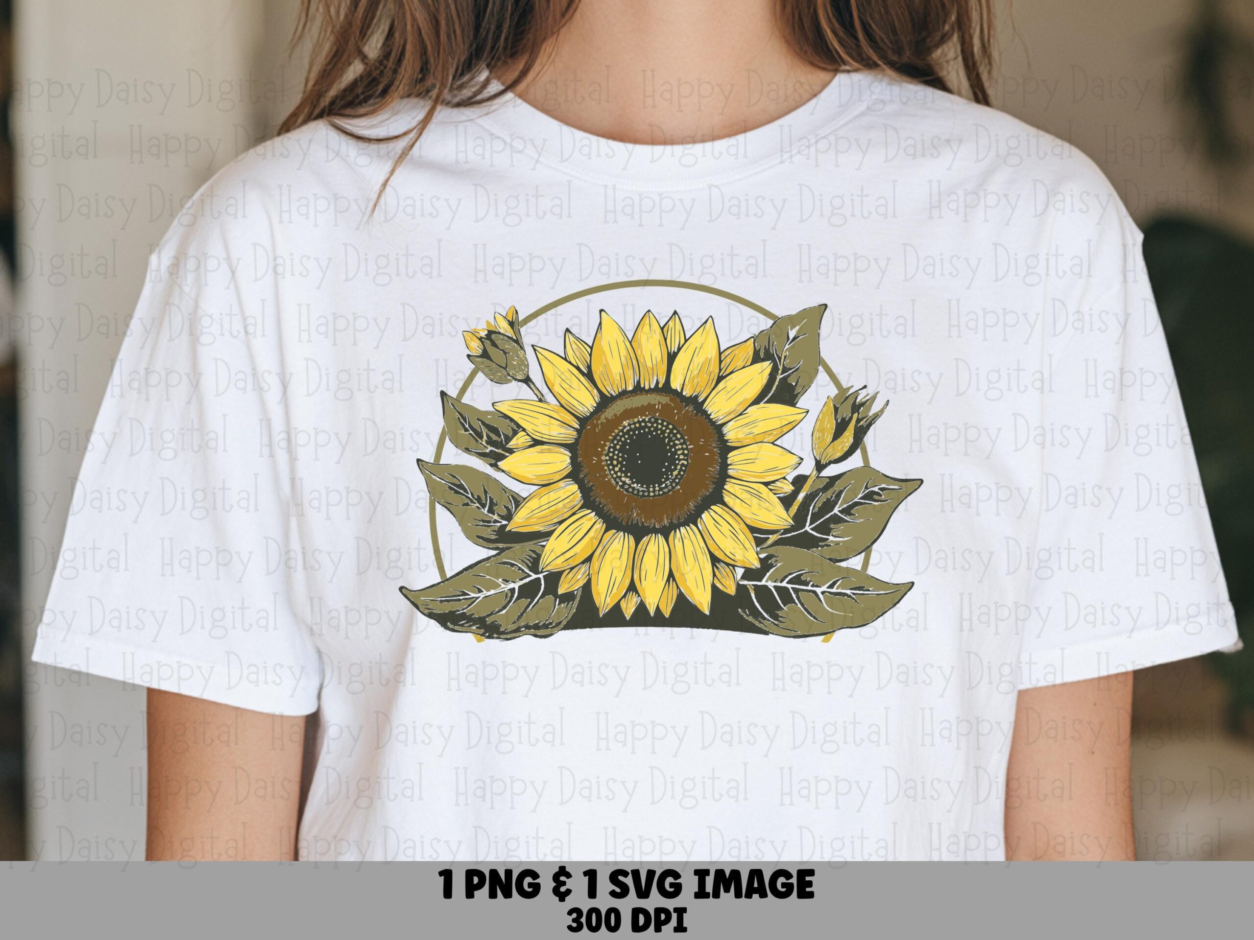 Vintage Sunflower Badge PNG SVG | Sublimation Commercial Use POD