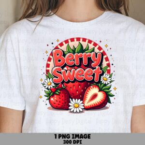 Berry Sweet, Cute Strawberry PNG | Sublimation Commercial Use, 300DPI Print-Ready | Clipart