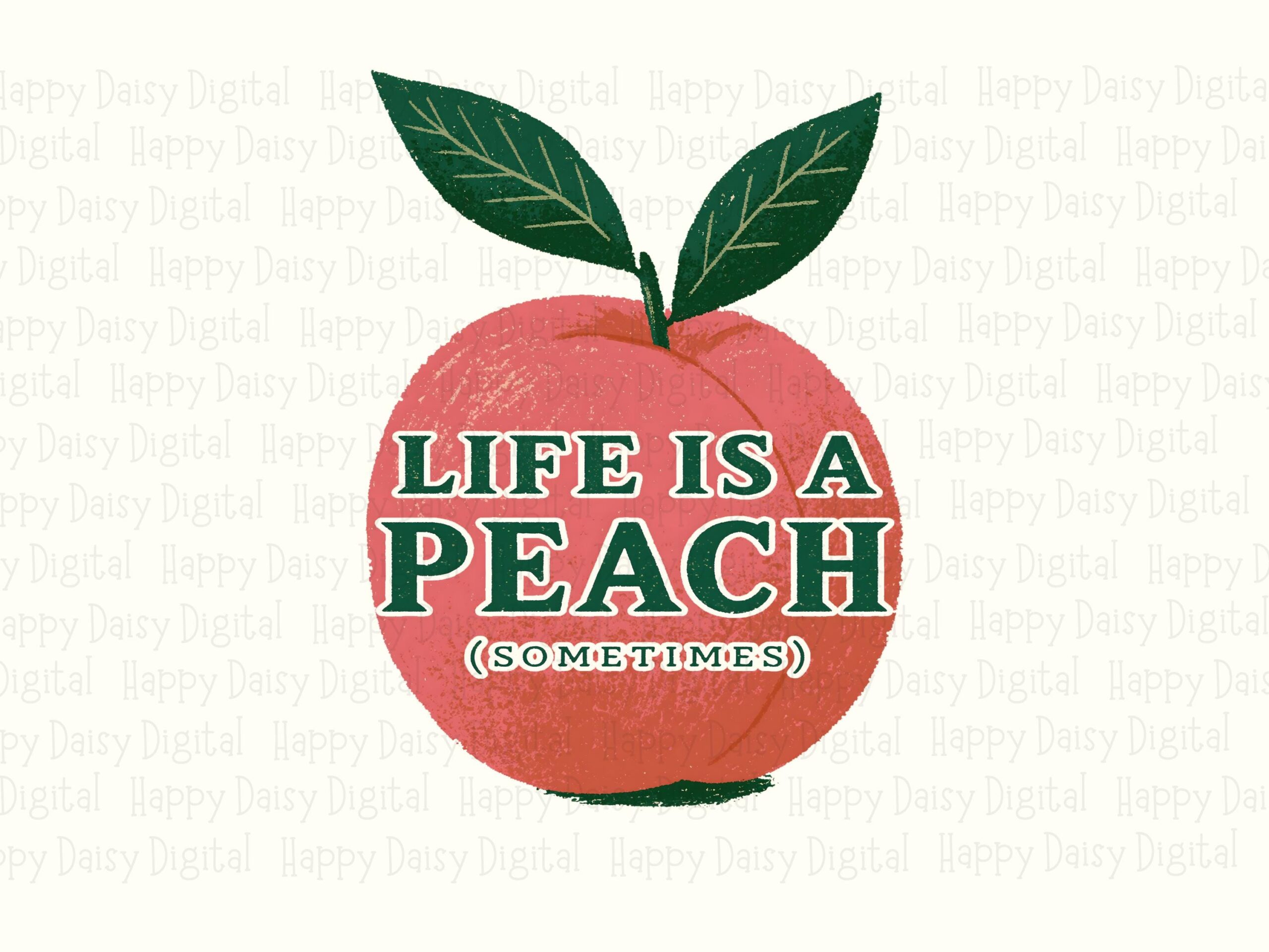 Life Is A Peach, Retro Fruit PNG For POD Sellers | Sublimation Commercial Use | 300 DPI, Transparent Background - Image 2