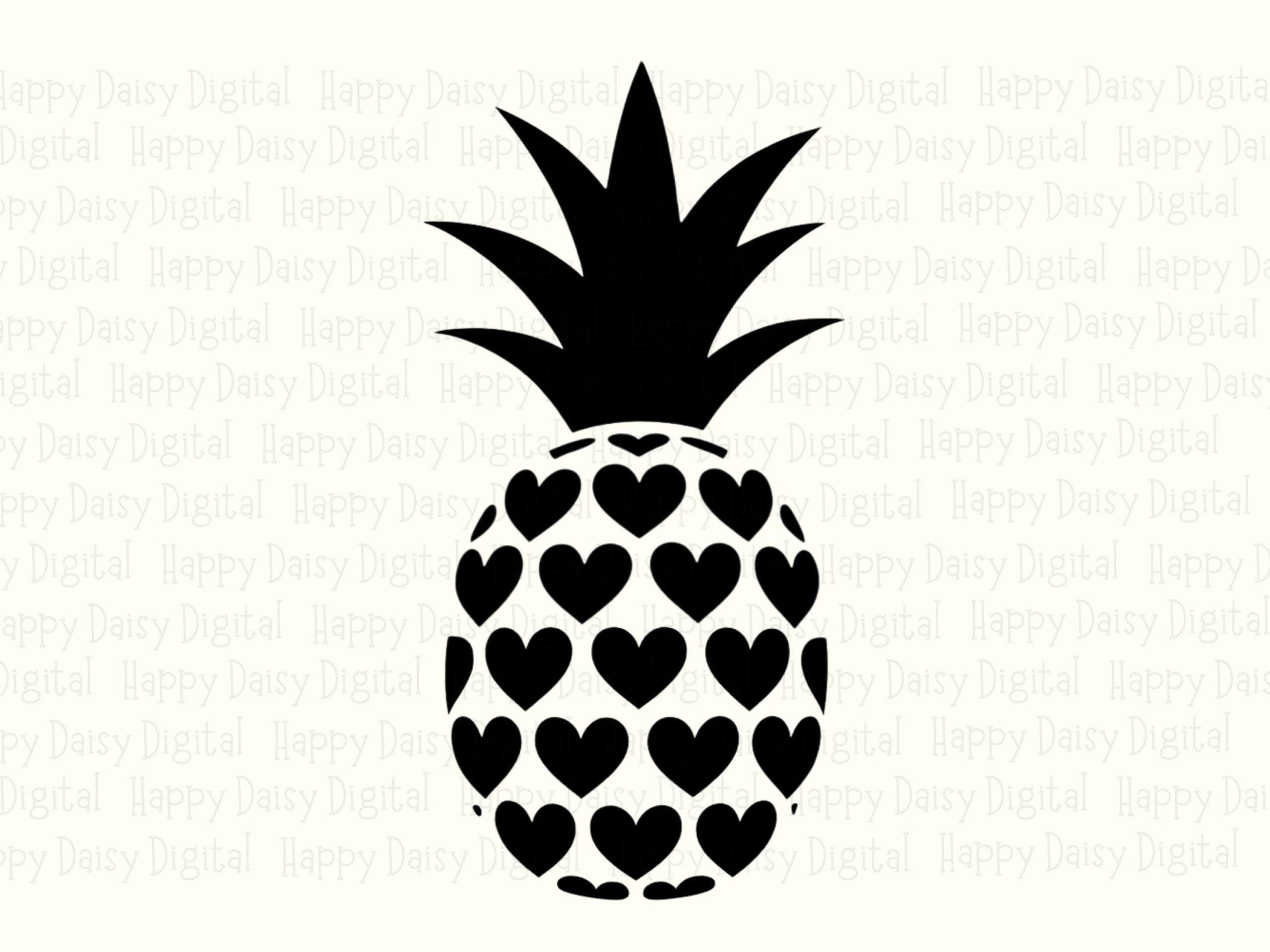 Pineapple Hearts, Black Silhouette PNG | Sublimation Commercial Use, For POD Sellers, 300 DPI Transparent - Image 2