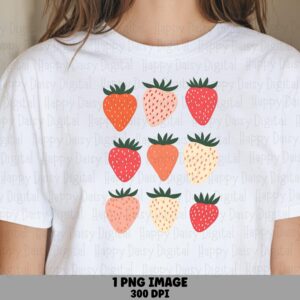 Strawberry Grid, Palette 3X3 PNG | Sublimation File, Commercial License | Red Orange Cream, Print Ready 300 DPI