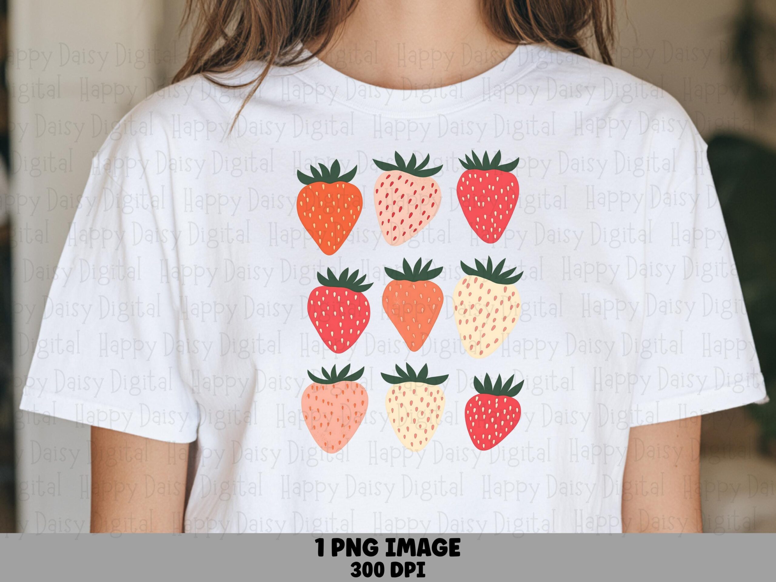 Strawberry Grid, Palette 3X3 PNG | Sublimation File, Commercial License | Red Orange Cream, Print Ready 300 DPI