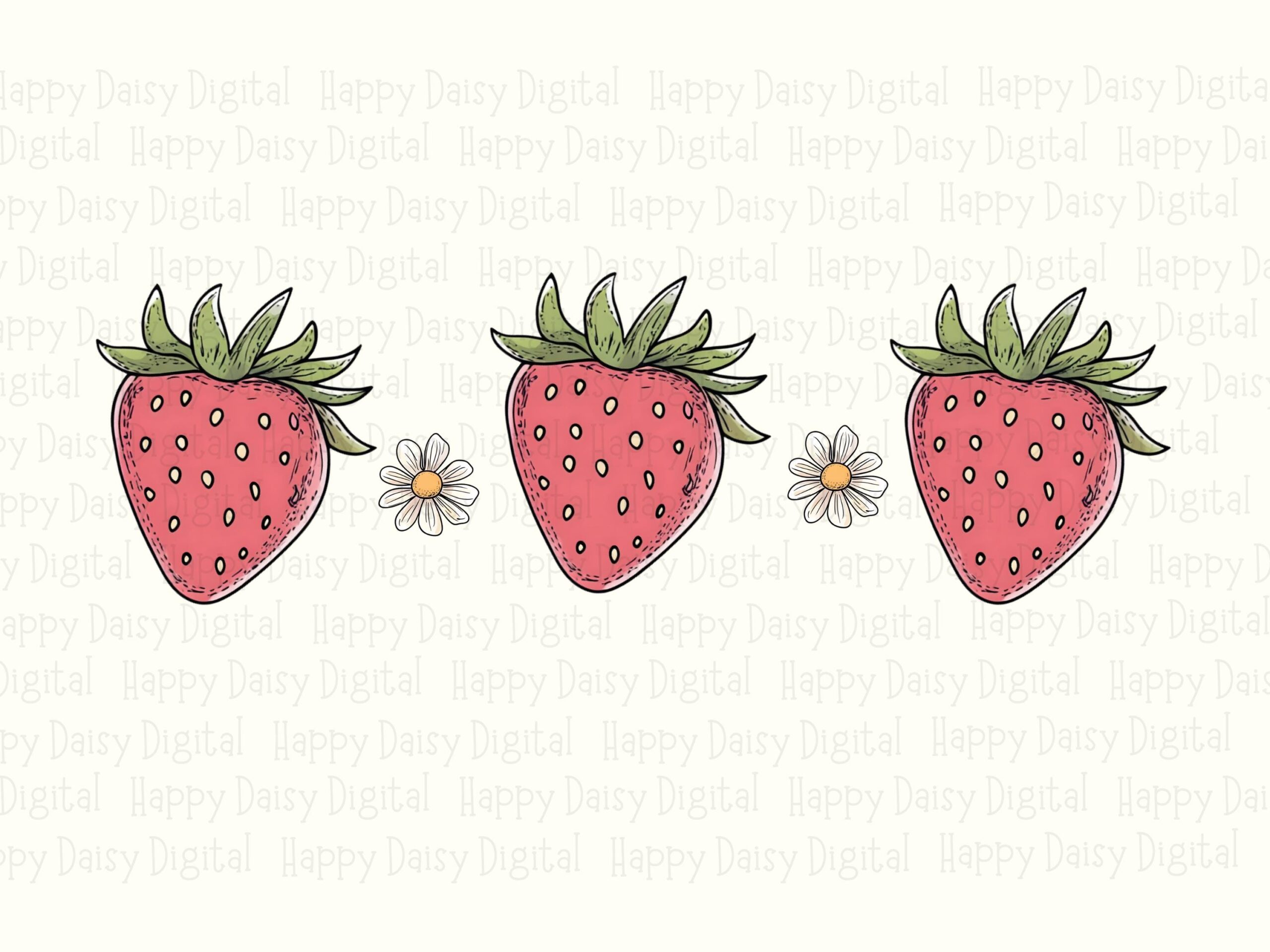 Strawberry Daisy, Berry Trio Clipart PNG | Sublimation, Commercial Use | 300 DPI, Transparent Background - Image 2