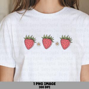 Strawberry Daisy, Berry Trio Clipart PNG | Sublimation, Commercial Use | 300 DPI, Transparent Background