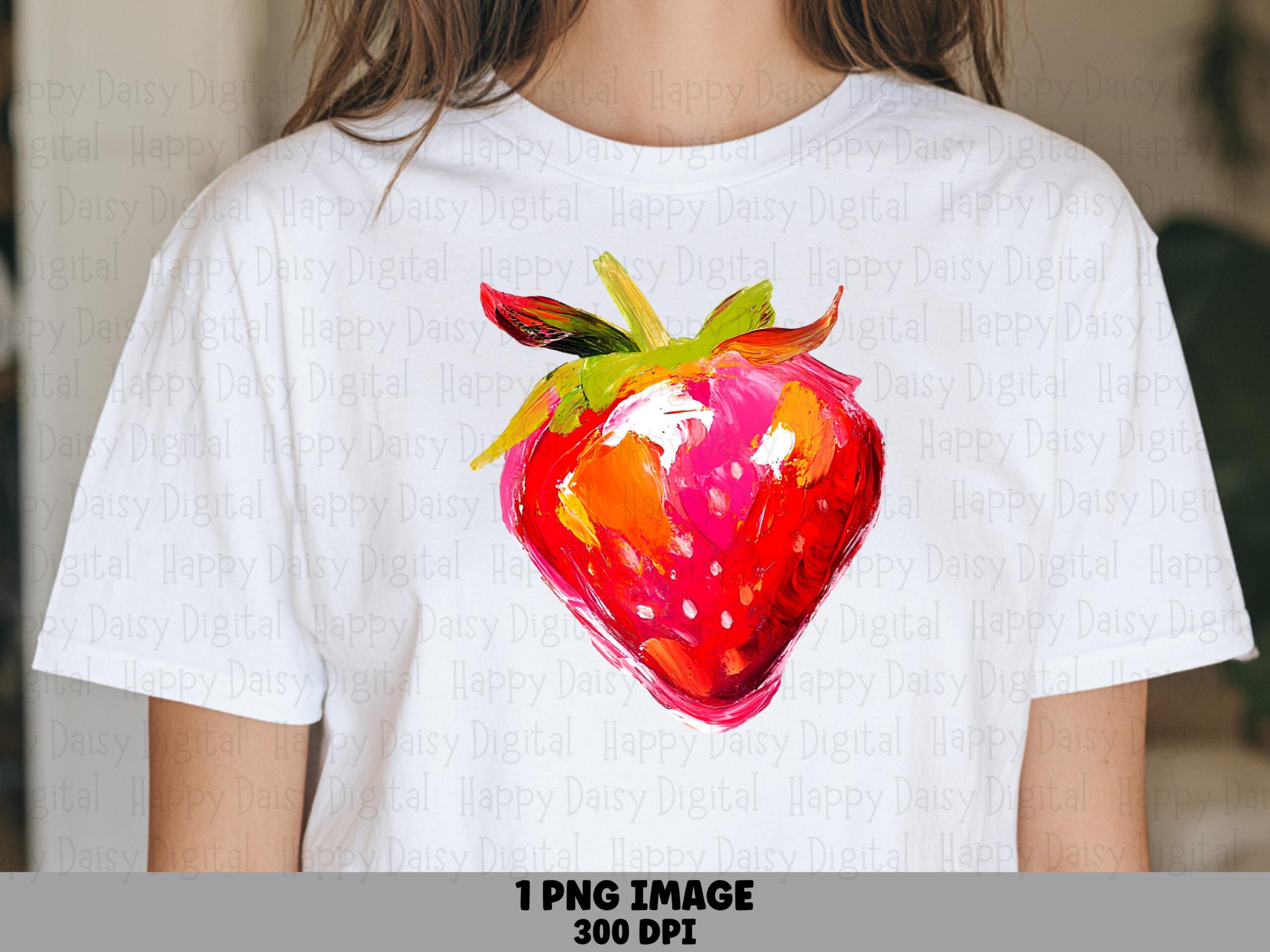 Painted Strawberry, Impressionist Watercolor PNG | Sublimation Commercial Use | Print-Ready 300 DPI