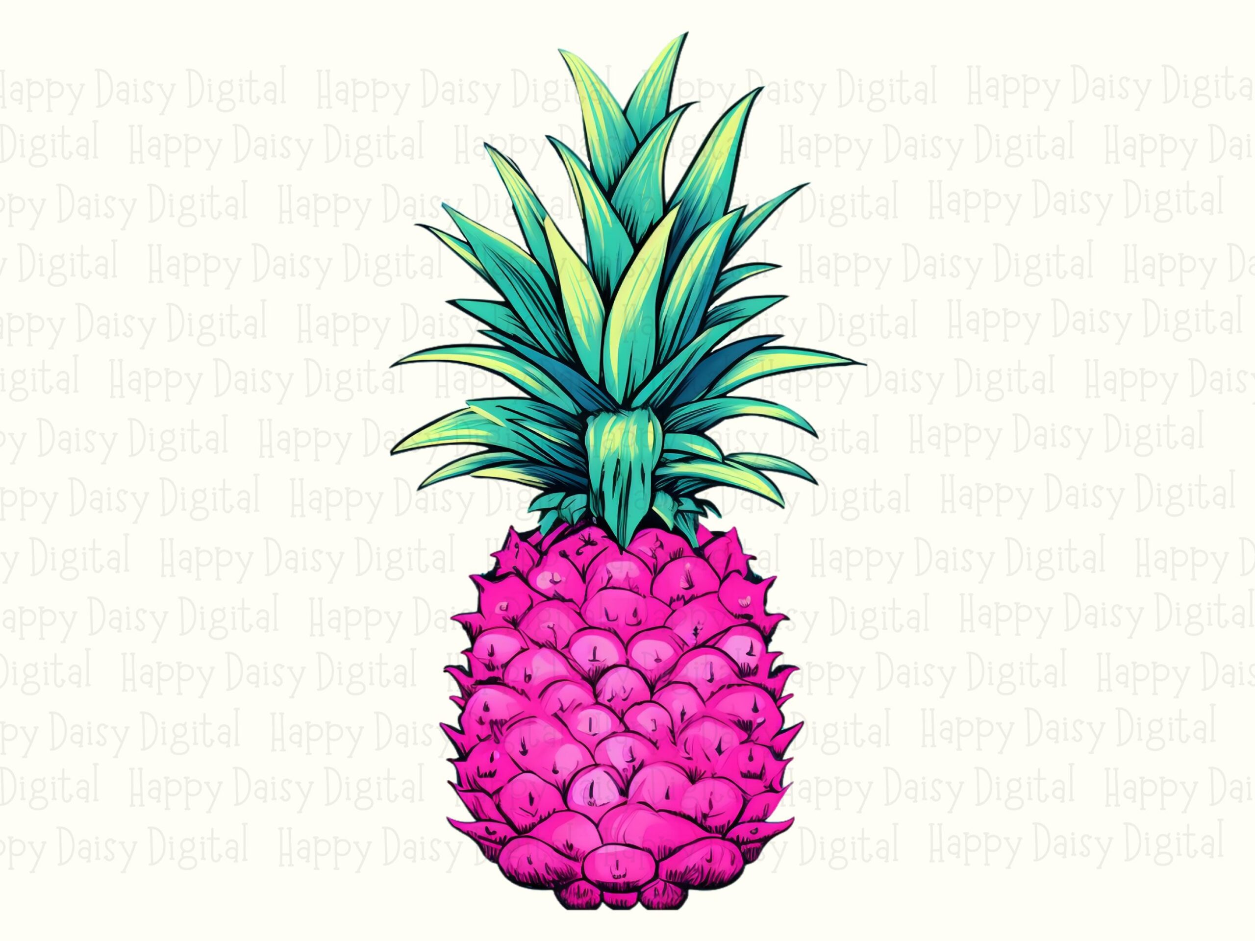 Pink Pineapple, Tropical Clipart PNG | Sublimation Design, Commercial Use, For POD Sellers, 300 DPI - Image 2