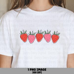 Strawberry Row, Minimal Fruit Clipart PNG | Sublimation Commercial License | 300 DPI, Horizontal Layout