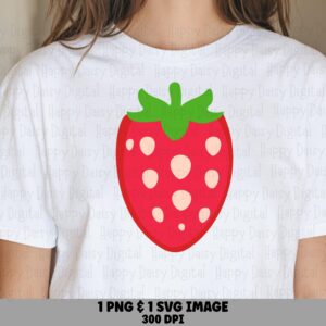 Strawberry Png, Polka Dot Berry Design | Red Fruit Clipart, Cream Seed Illustration - Sublimation Svg, Commercial