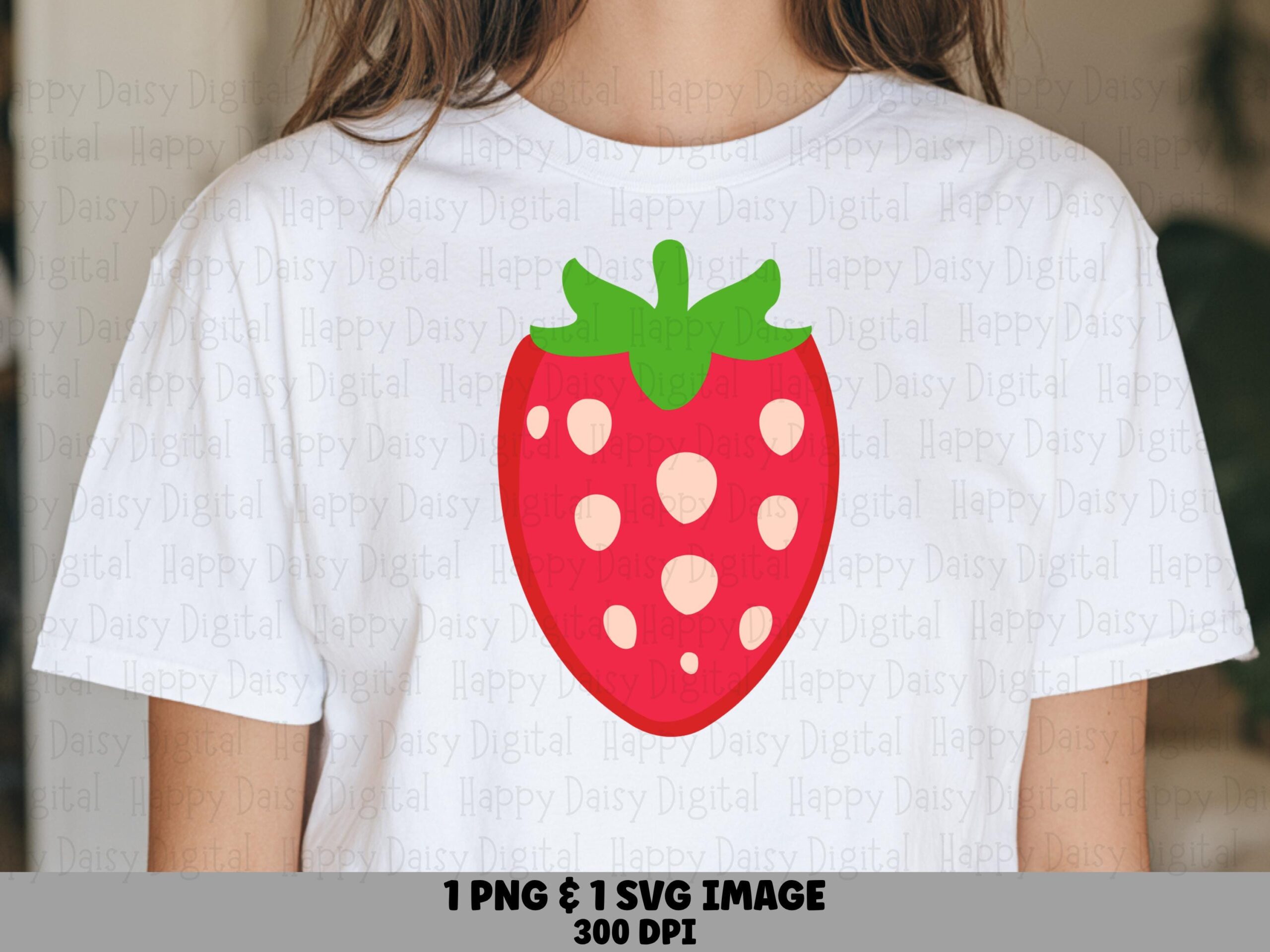 Strawberry Png, Polka Dot Berry Design | Red Fruit Clipart, Cream Seed Illustration - Sublimation Svg, Commercial