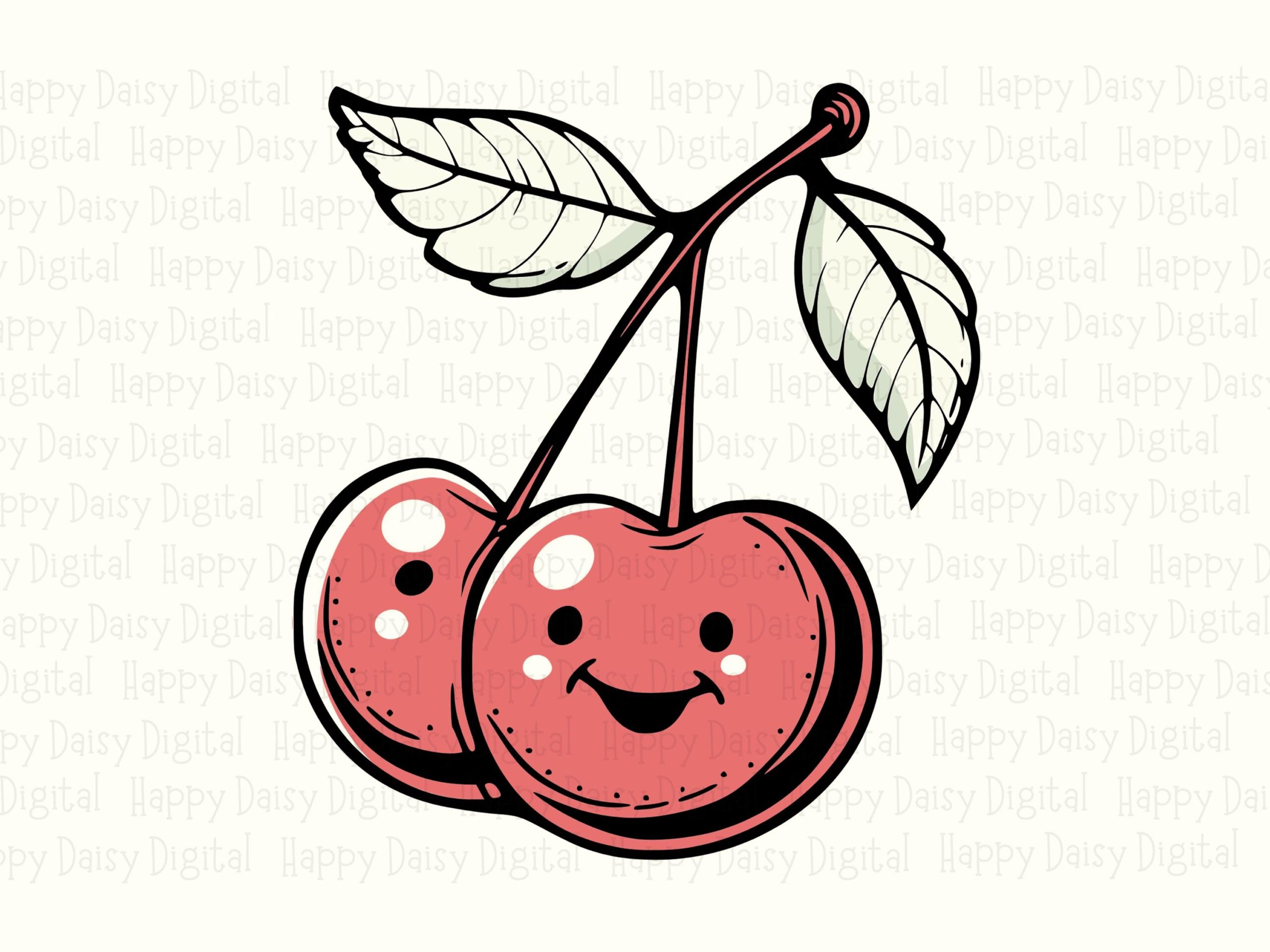 Cherry Svg, Cheerful Cartoon Clipart Set | PNG, 300 DPI Print-Ready, Commercial Use, POD Sellers, Cricut Compatible - Image 2