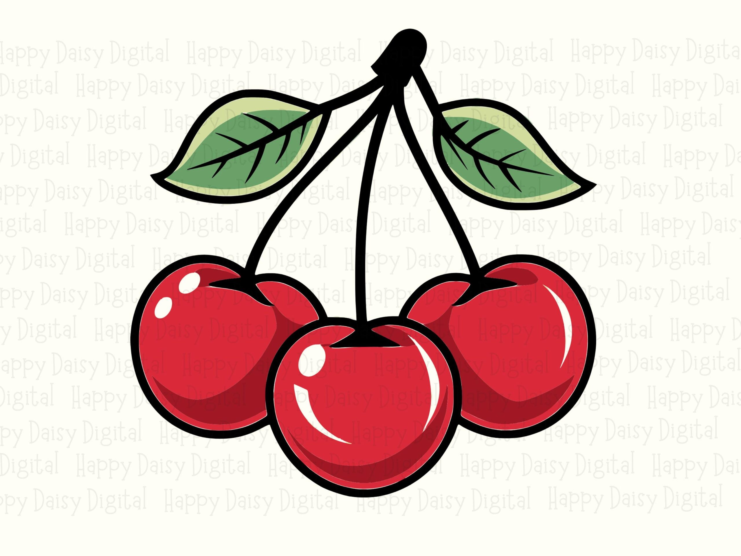 Classic Cherry, Glossy Retro Clipart | PNG And SVG Files, 300DPI Print, Commercial Use - For Sellers, Cricut Compatible - Image 2