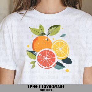 Citrus Trio, Watercolor Painted Clipart PNG SVG Files | Digital Sublimation Art | 300 DPI, Commercial Use