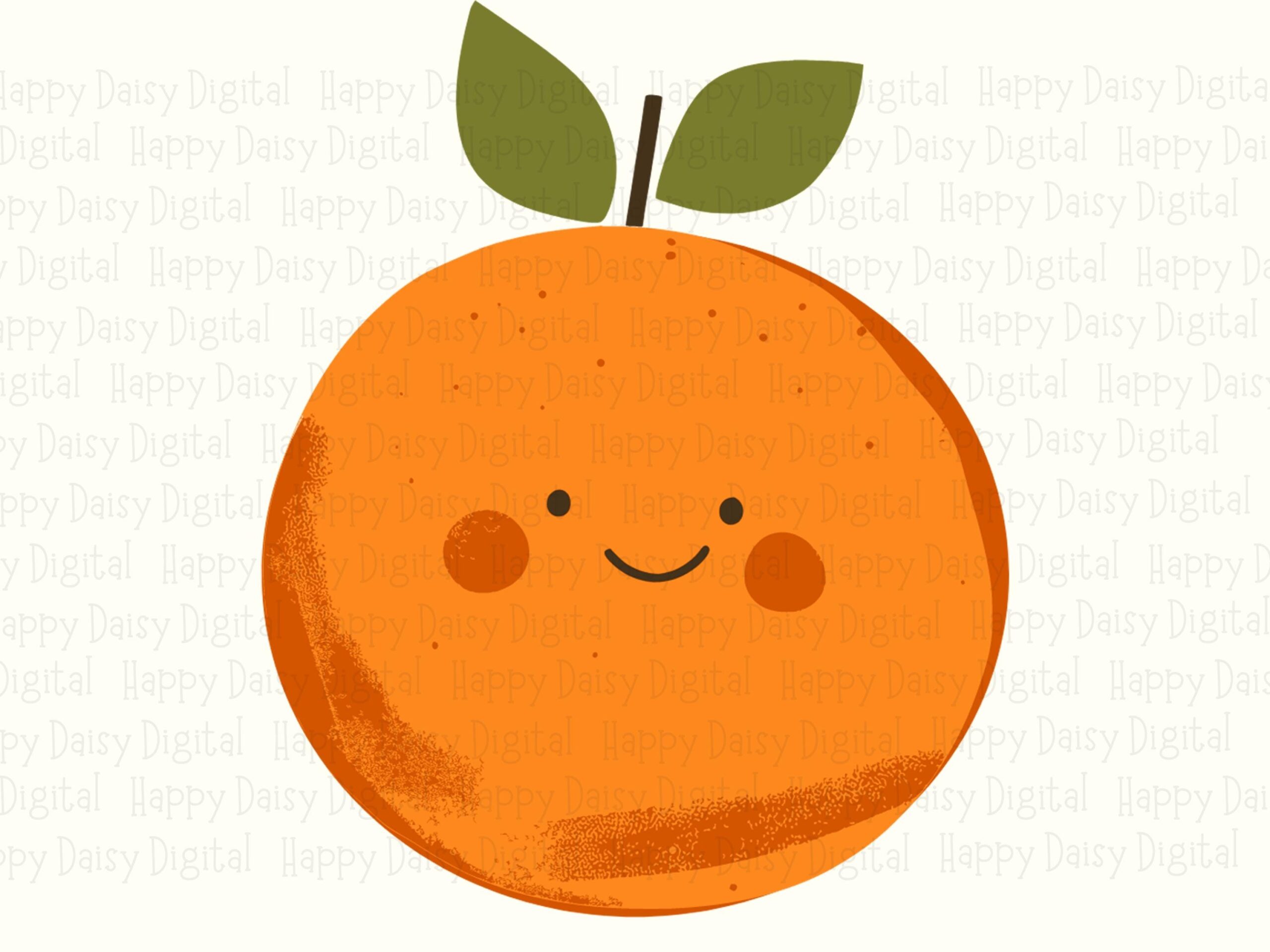 Mandarin Face, Kawaii Smiling Orange Clipart | PNG & SVG Files, Sublimation Ready, Commercial License Included - Image 2