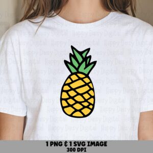 Bold Pineapple, Flat Icon PNG SVG | Sublimation Clipart, Yellow Green Graphic - 300 DPI, Commercial Use