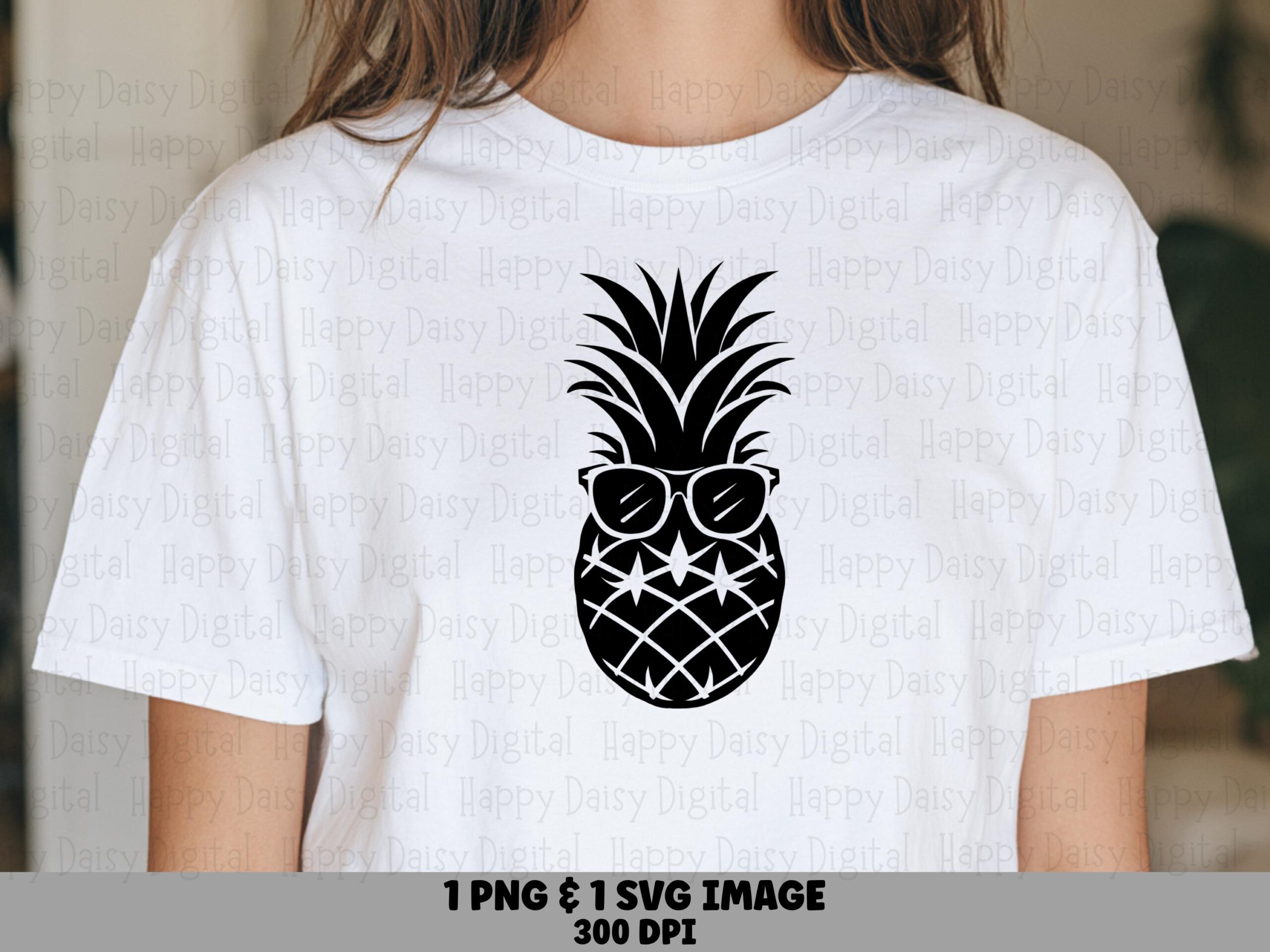 Pineapple Sunglasses, Cool Silhouette Design - PNG & SVG, Black Sublimation Graphic, Commercial License