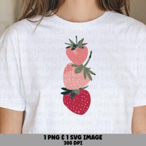 Stacked Strawberry, Watercolor Clipart | PNG SVG Files | Commercial Use, Sublimation Compatible, 300 DPI