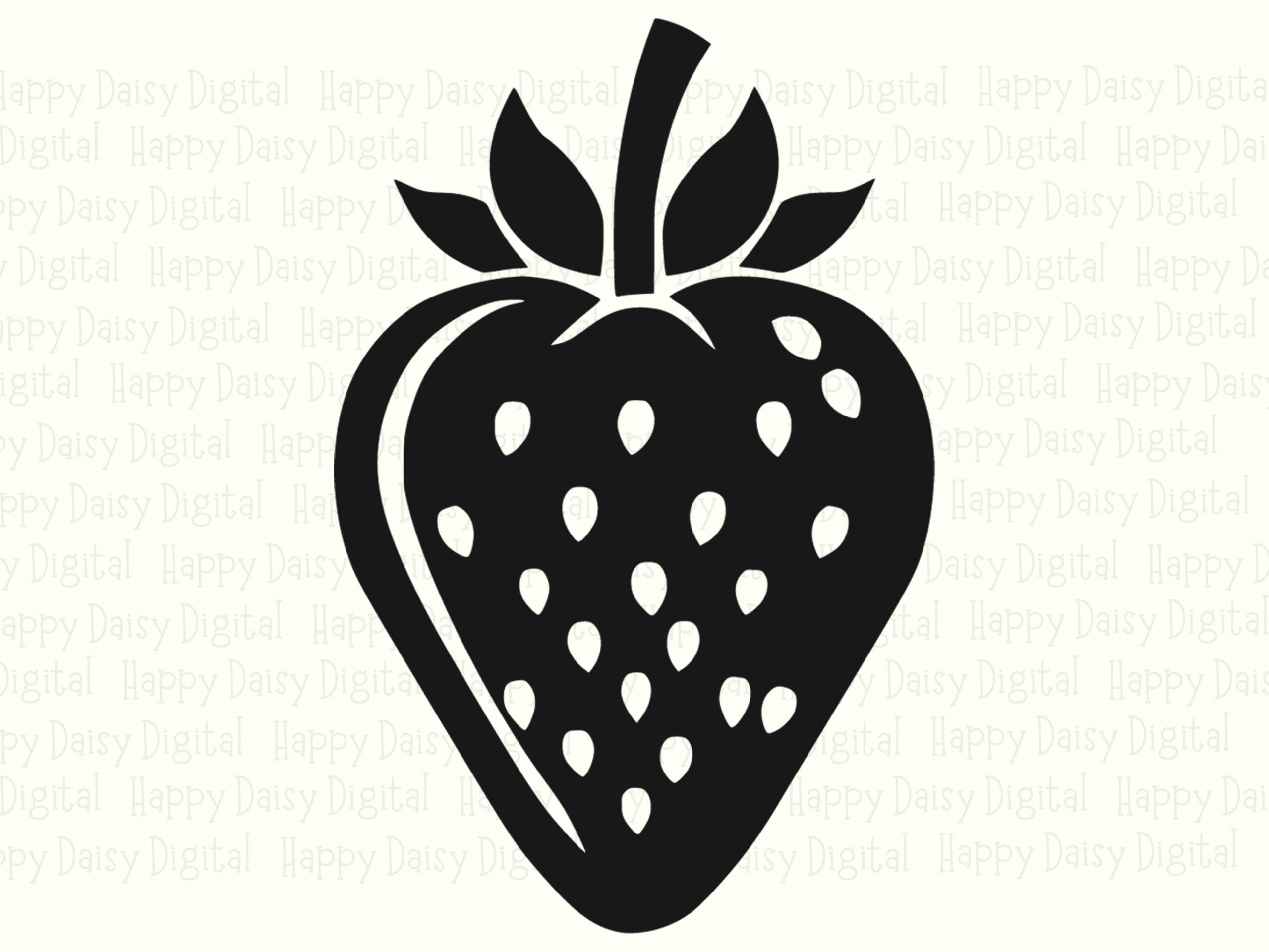 Strawberry, Bold Silhouette PNG SVG | Black Solid Shape With Seed Dots, Sublimation Design, Commercial Use, 300 DPI - Image 2