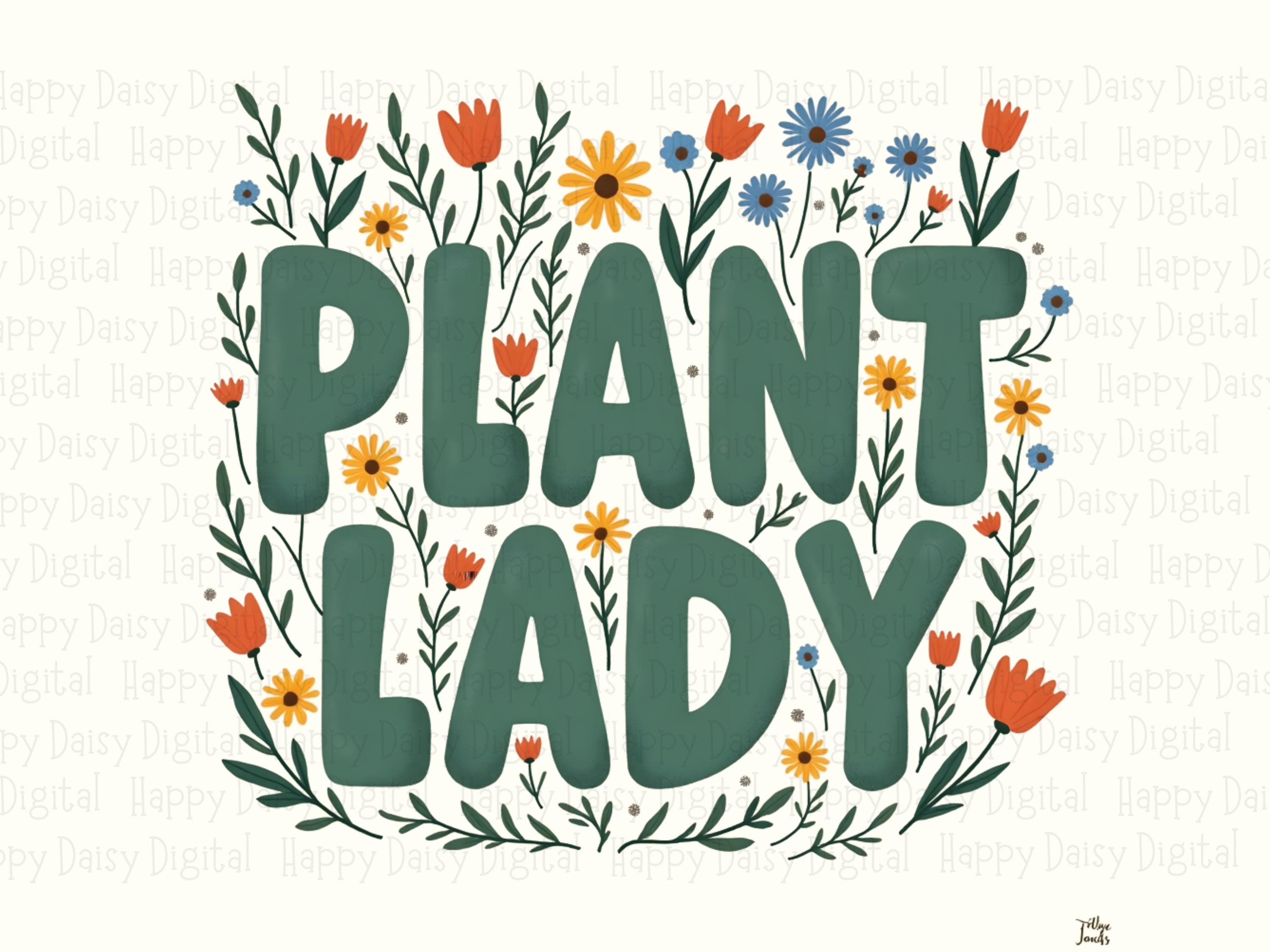 Plant Lady Floral PNG | Sublimation Commercial Use POD - Image 2
