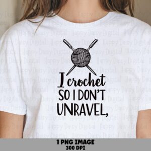 Crochet Quote, Witty Hooked Humor PNG | Commercial Use, 300 DPI, Yarn Ball With Crossed Hooks Clipart