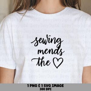 Sewing Quote, Script Heart Design PNG SVG | Sublimation, Print-Ready 300 DPI, Commercial License
