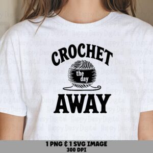 Crochet The Day, Hand-Drawn Yarn Ball Art | PNG & SVG Files, Sublimation Ready, 300 DPI, Commercial License