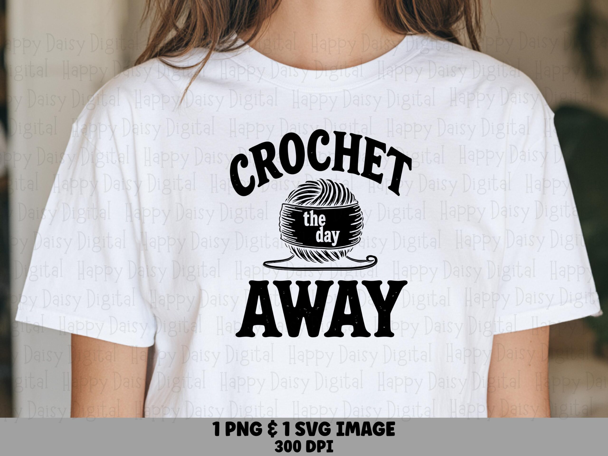Crochet The Day, Hand-Drawn Yarn Ball Art | PNG & SVG Files, Sublimation Ready, 300 DPI, Commercial License