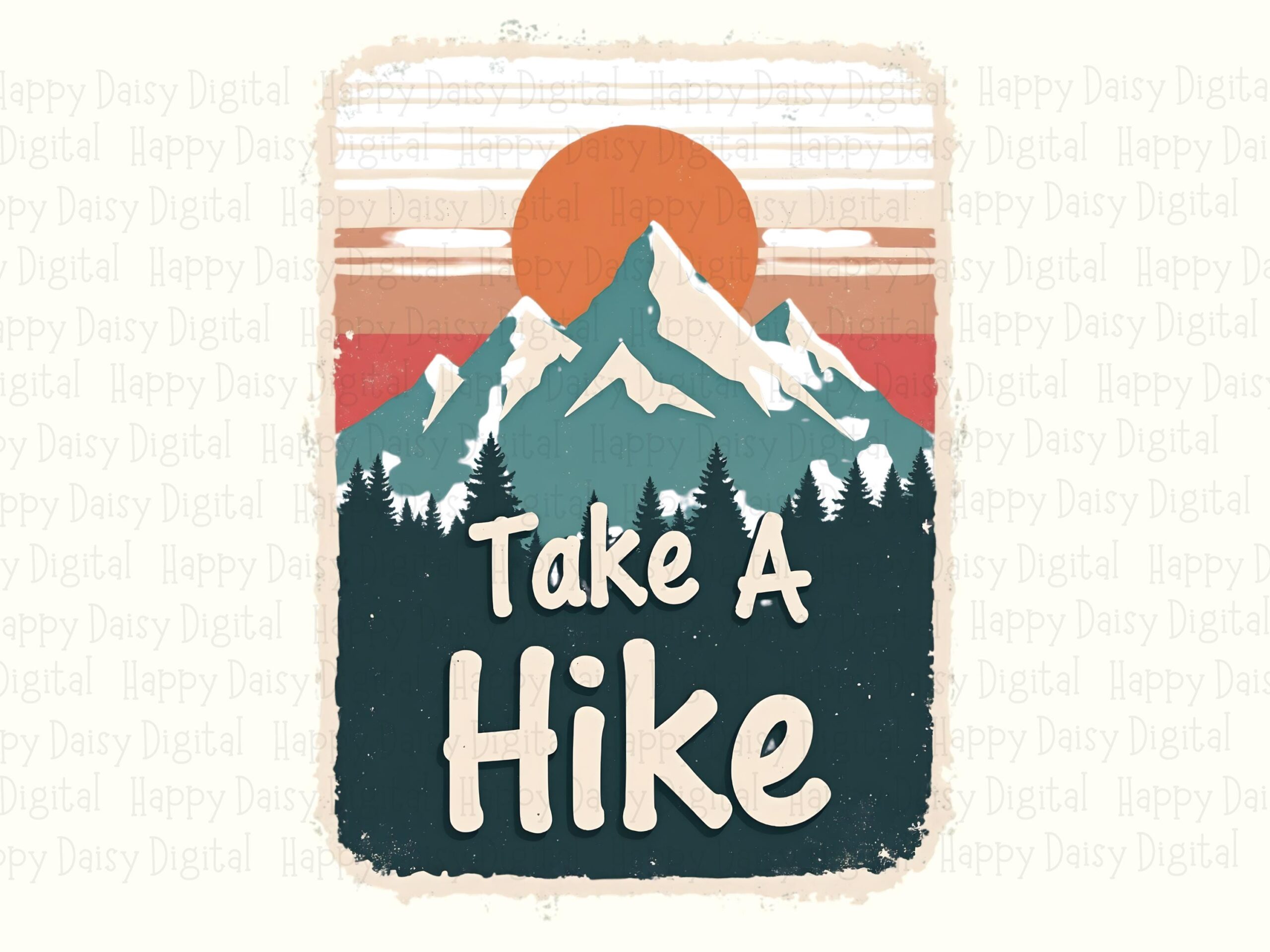 Retro Hike, Sunset Badge PNG | Print-Ready, 300 DPI, Commercial Use, Sublimation Clipart, For Cricut, POD Sellers - Image 2
