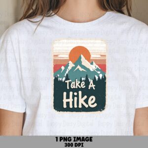 Retro Hike, Sunset Badge PNG | Print-Ready, 300 DPI, Commercial Use, Sublimation Clipart, For Cricut, POD Sellers