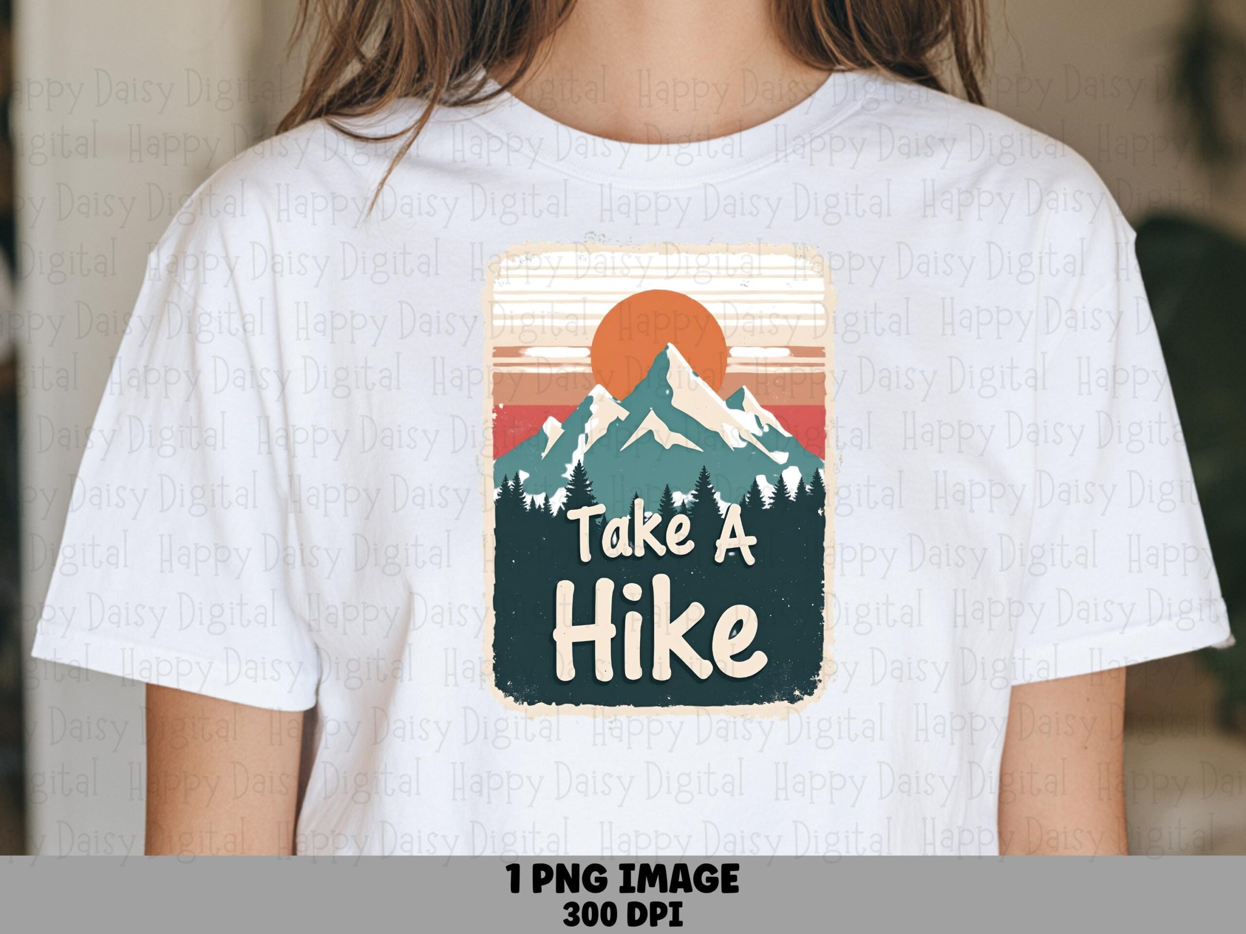 Retro Hike, Sunset Badge PNG | Print-Ready, 300 DPI, Commercial Use, Sublimation Clipart, For Cricut, POD Sellers