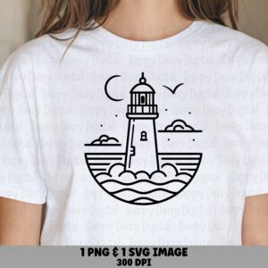 Moonlit Lighthouse Scene PNG SVG | Sublimation Commercial Use POD
