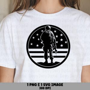 Soldier Badge Art, Patriotic Circle Emblem PNG SVG | Sublimation Commercial License, 300 DPI, Silhouette
