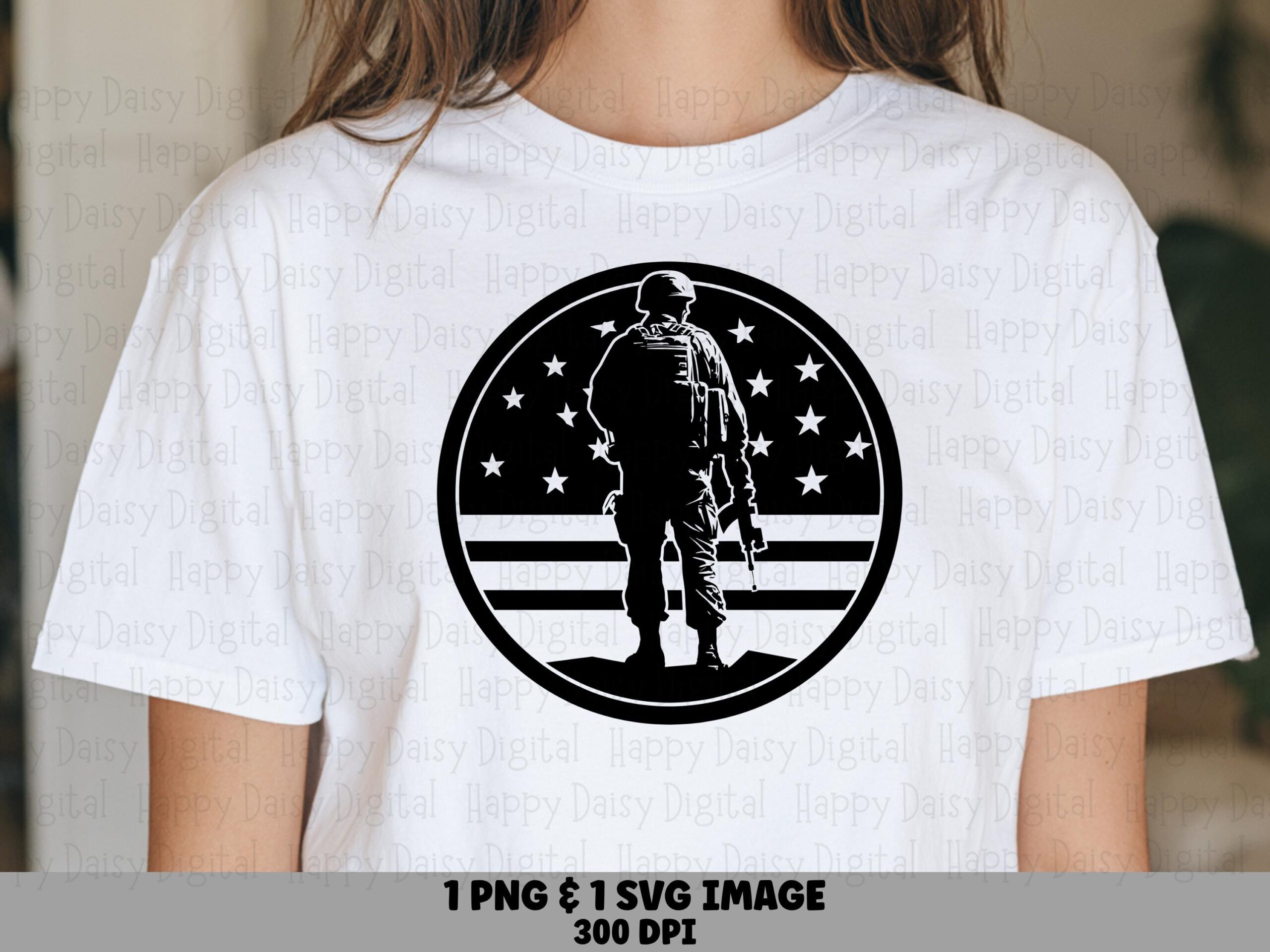 Soldier Badge Art, Patriotic Circle Emblem PNG SVG | Sublimation Commercial License, 300 DPI, Silhouette