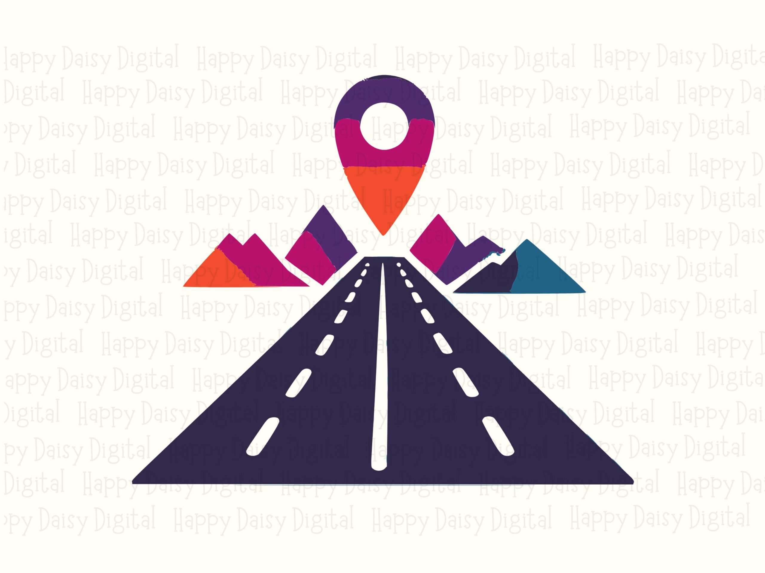 Road Trip PNG Design, Mountain Highway Location Pin Art, Sublimation, Commercial License - SVG File Included - Image 2