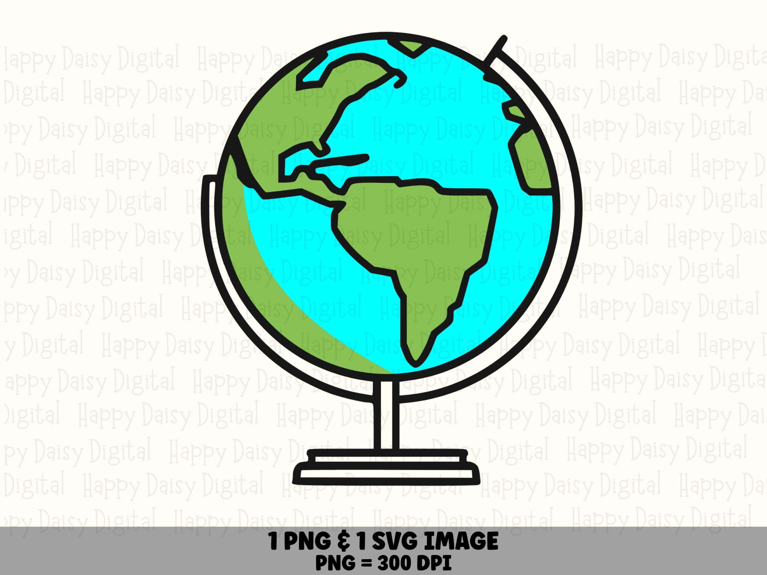 Desk Globe PNG, Cute Cartoon Clipart | SVG Included, Commercial License, Classroom Decor, Stand Art