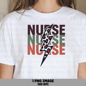 Leopard Nurse, Retro Earth Tone Graphic PNG, Bolt Clipart | Sublimation Commercial Use | 300 DPI, Print-Ready