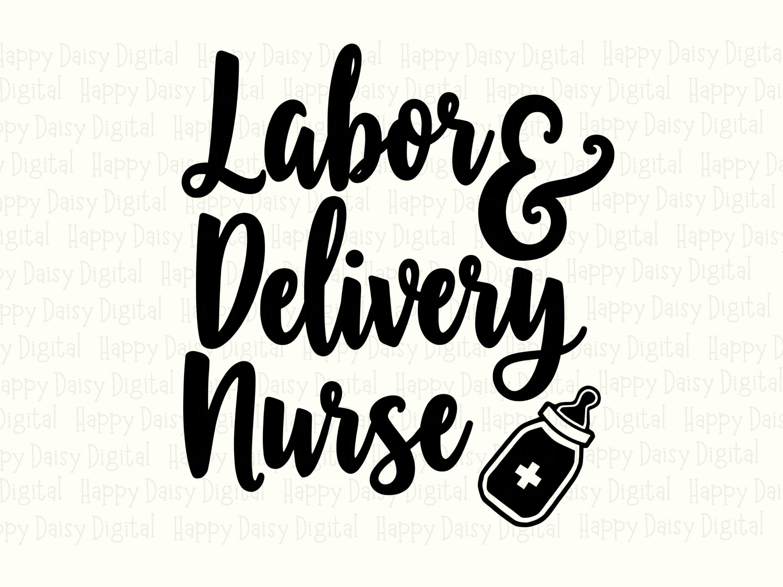 Labor Delivery Nurse, Script Baby Bottle Design PNG SVG Bundle, Sublimation | Commercial Use, 300 DPI - Image 2