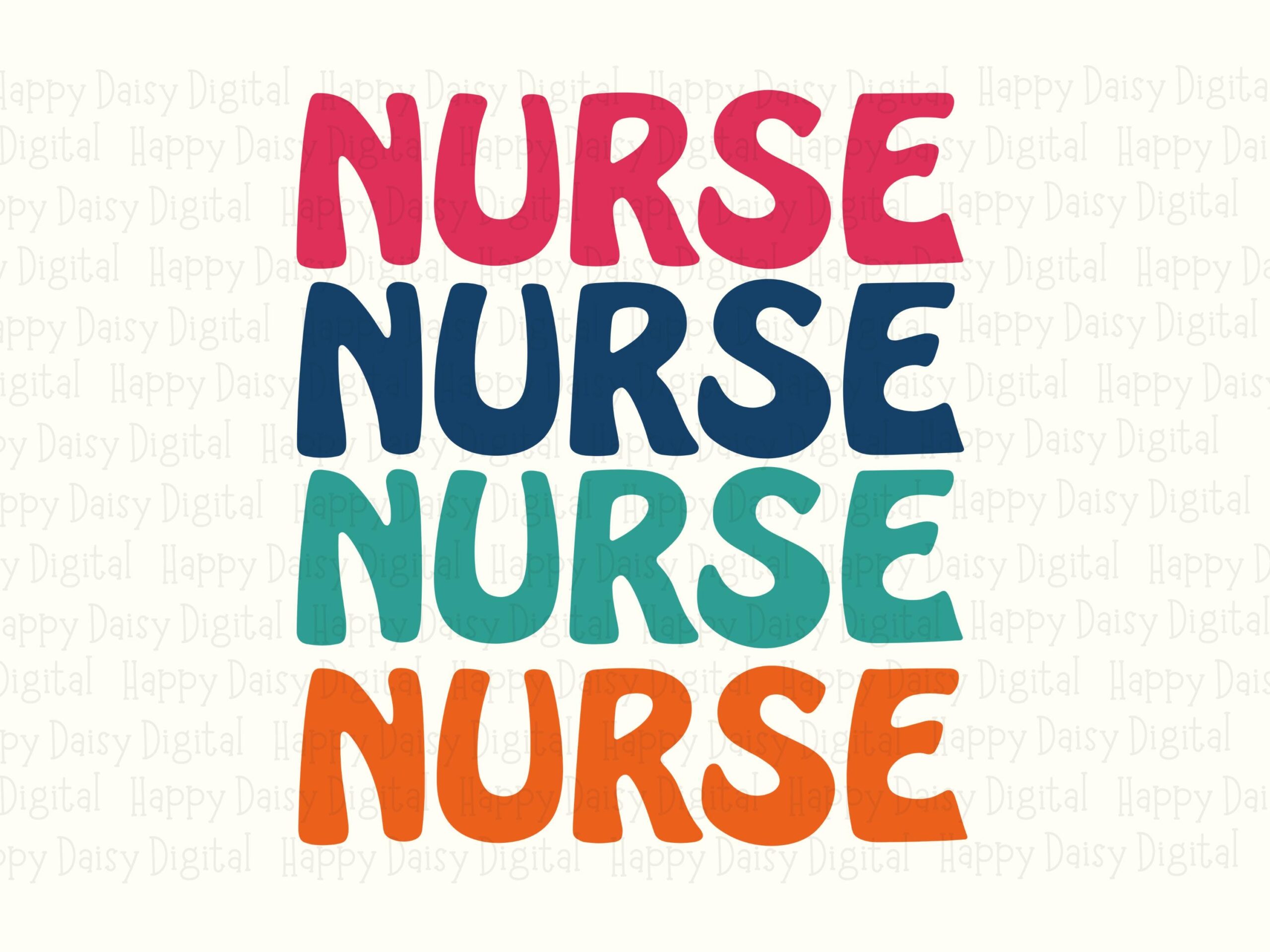 Retro Nurse Stack, Groovy Multicolor Quad Design PNG SVG | Sublimation, Commercial Use, 300 DPI - Image 2