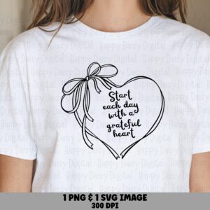Grateful Heart Bow PNG SVG | Sublimation Commercial Use POD