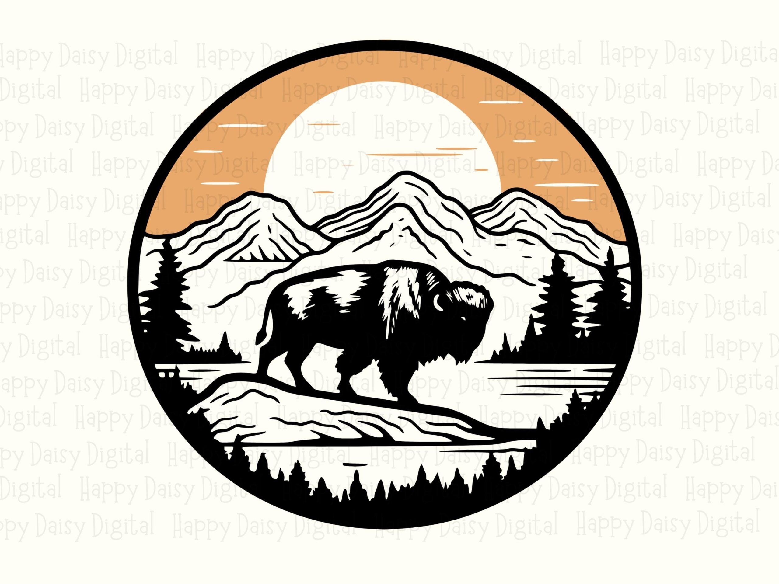 Bison Badge Design, Western Mountain Emblem | PNG & SVG Bundle, 300 DPI, Sublimation Commercial Use - Image 2