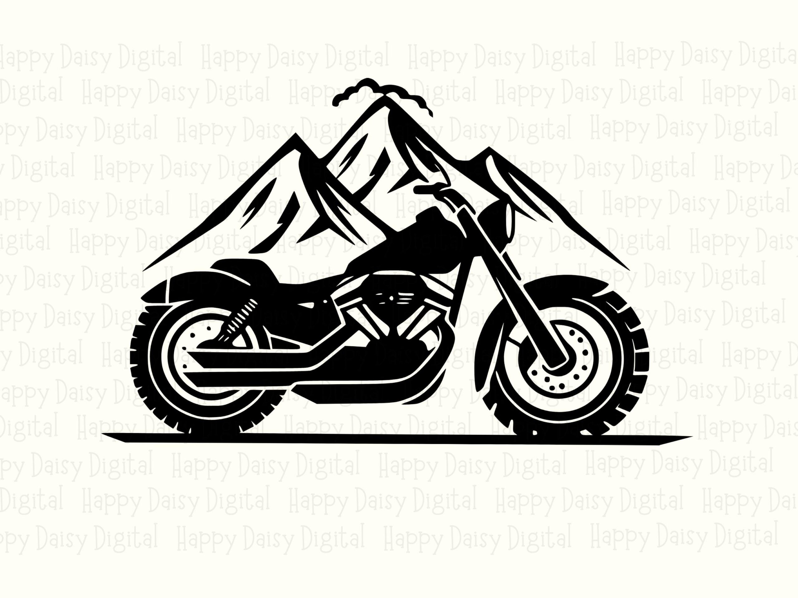 Motorcycle Mountain Cruiser Silhouette PNG, SVG, Sublimation Clipart - Commercial Use License, 300 DPI - Image 2