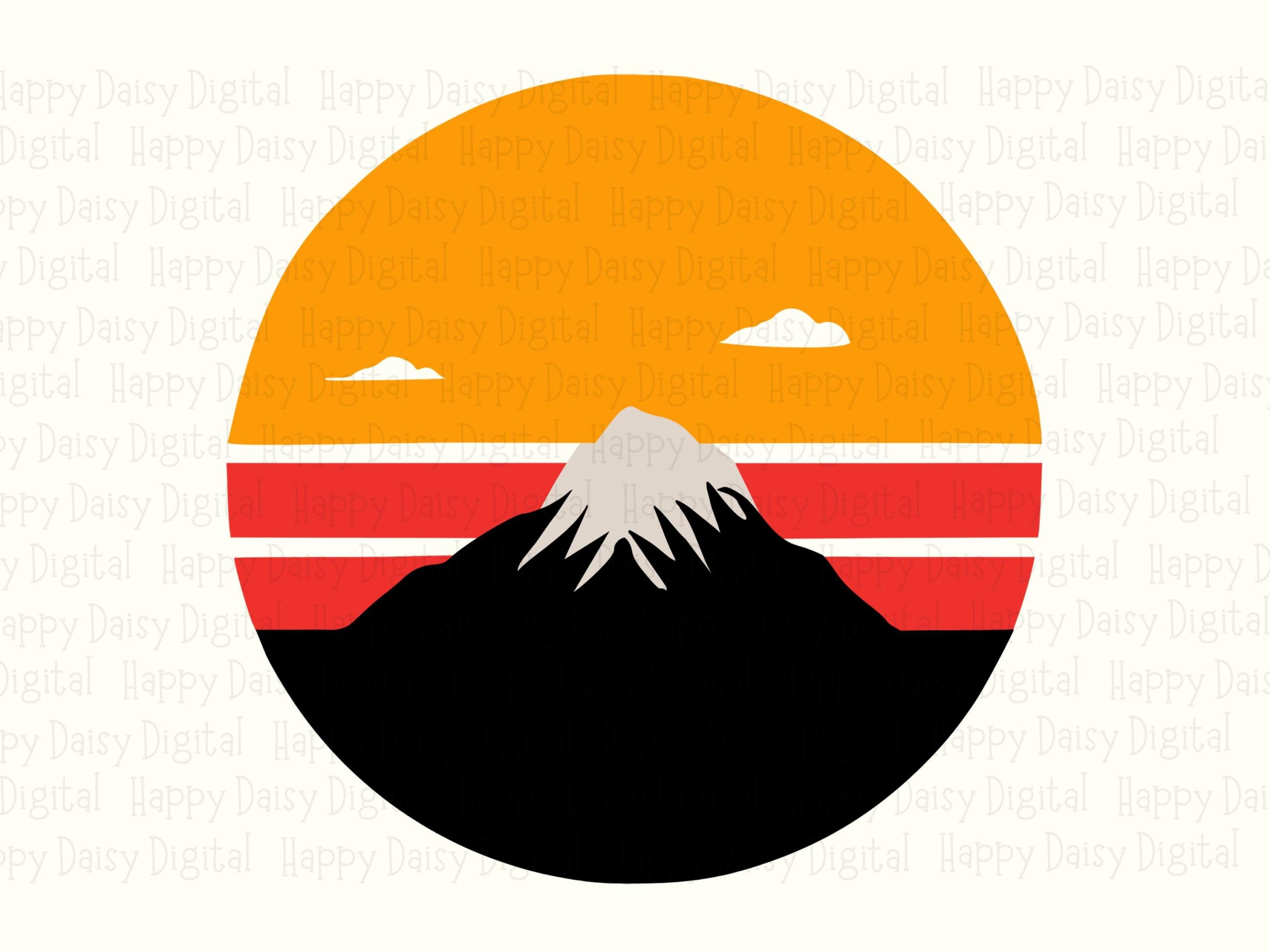 Retro Sunset Circle, Vintage Mountain PNG SVG | Sublimation Design, Commercial Use, 300 DPI - Image 2