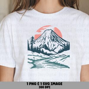Alpine Lake Png, Teal Coral Mountain Clipart - Pine Tree Reflection | Svg File, Raster 300 DPI