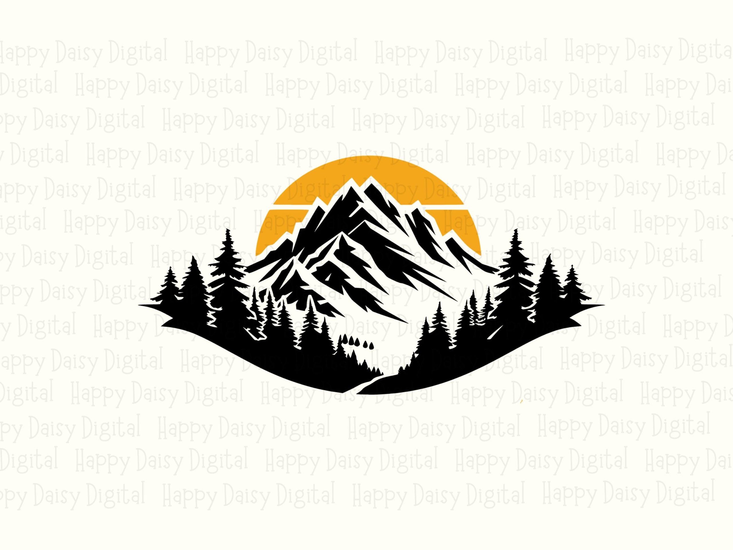 Valley Trail PNG, Orange Sunrise Mountain Scene SVG | Sublimation 300 DPI, Transparent Background, Commercial License - Image 2