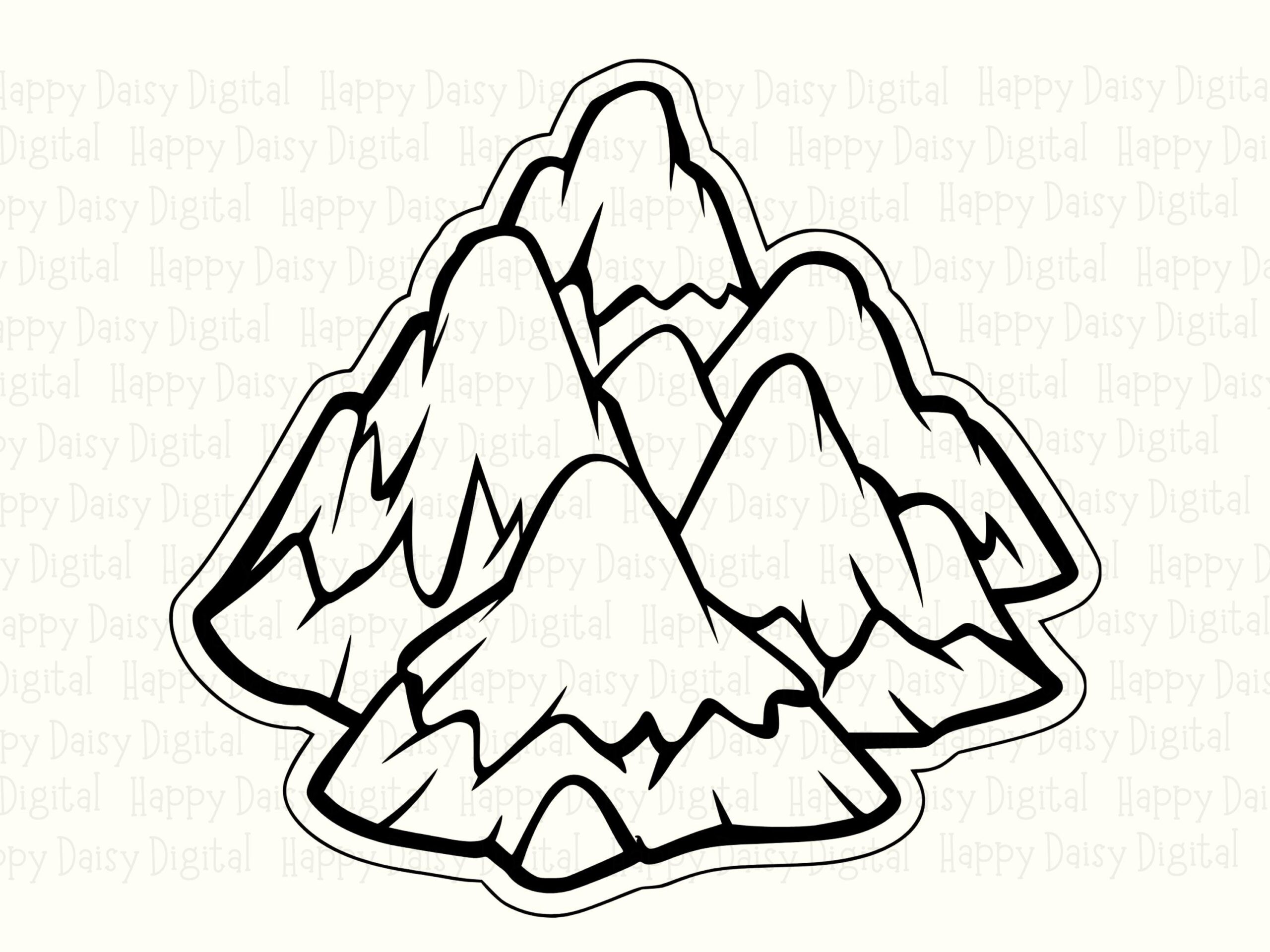 Sticker Peaks, Clean Line Art PNG SVG | Bold Border Outline, Cluster Mountains, Sublimation, 300 DPI - Image 2