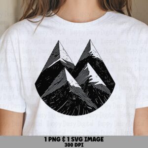 Twin Peaks, Etched Engraved-Line Clipart - PNG SVG, Sublimation Commercial Use | 300 DPI Print-Ready