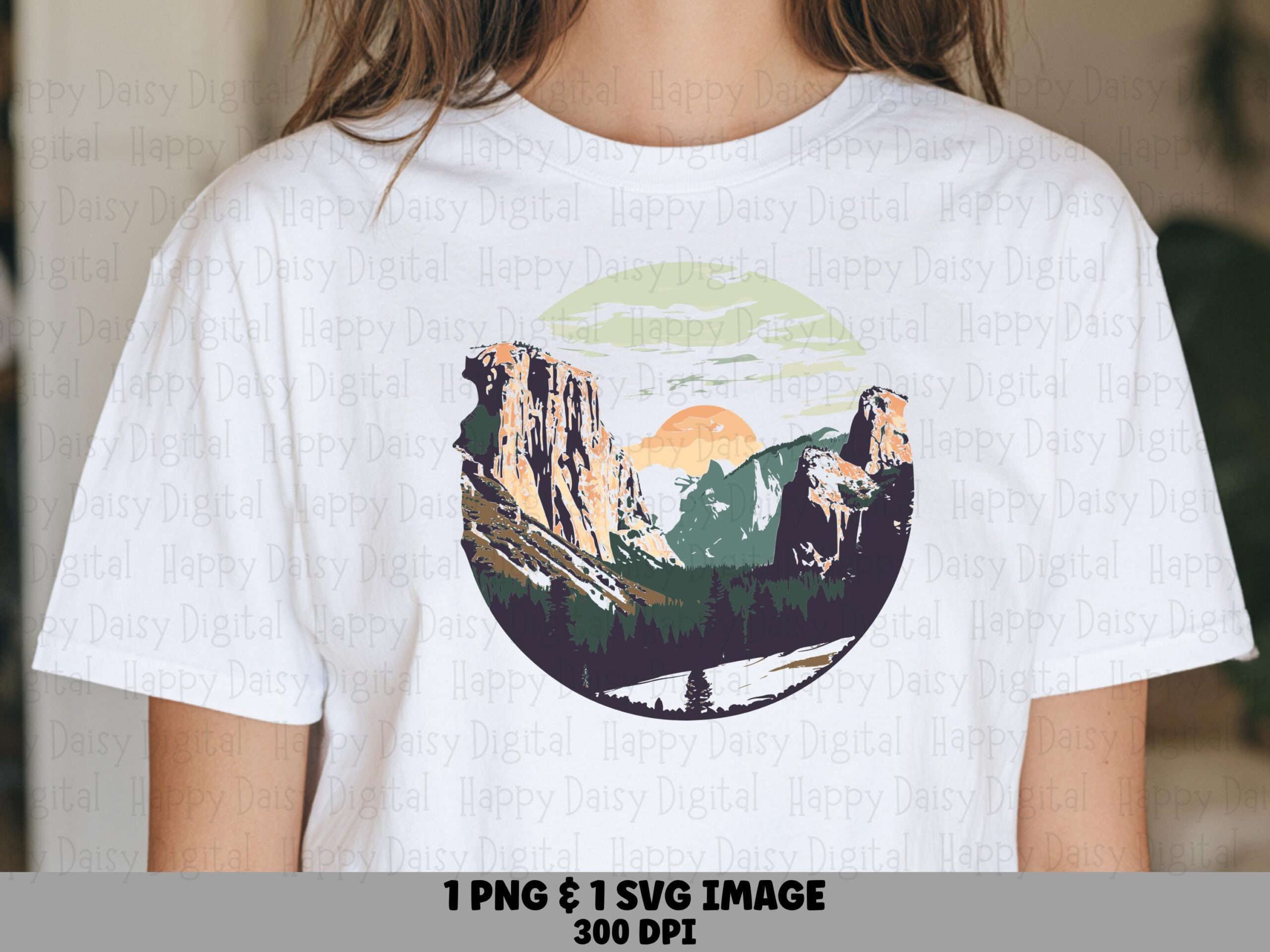 Sunset Canyon, Rounded Landscape Clipart | PNG And SVG Sublimation Files | 300 DPI, Commercial License