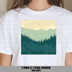 Forest Layers PNG, Misty Gradient Landscape Clipart | SVG Included | Print-Ready 300 DPI, Commercial Use